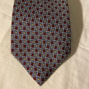 Givenchy Silk Neck Tie ‎ Maroon Blue Oval Design
